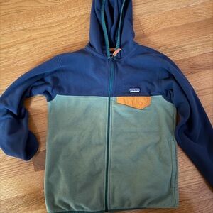 Patagonia Navy and Green Fleece Hoodie
